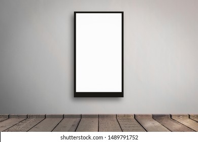 Digital Media Blank White Mock Up Of Advertising Light Box Billboard At Wall Background Room With Copy Space