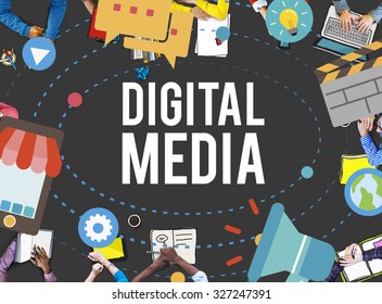 Digital Media Multimedia Networking Internet Concept Stock Photo (Edit ...