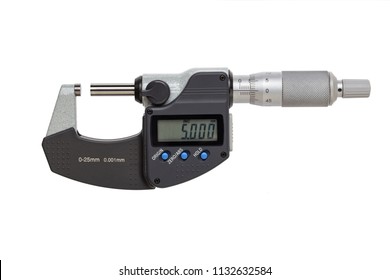 digital micrometer  0-25mm. isolated on white background.