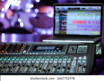 Digital mixer in a recording Studio , with a computer for recording music. The concept of creativity and show business. Space for text. - Powered by Shutterstock