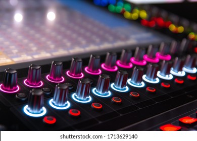 Digital Mixing Console With Faders, Encoders And A Touch Screen.