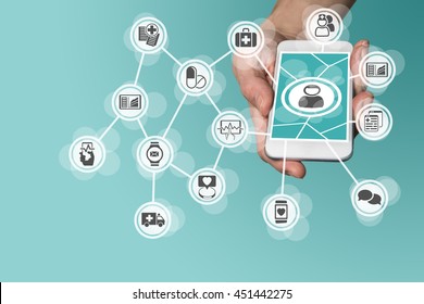 Digital And Mobile Healthcare Concept With Hand Holding Smart Phone