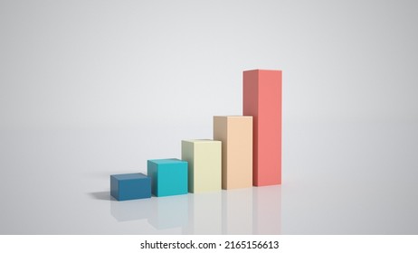 Digital multicolored histogram with a growing business concept. Technological diagram, statistics . Camera movement. 3d animation with 4K resolution