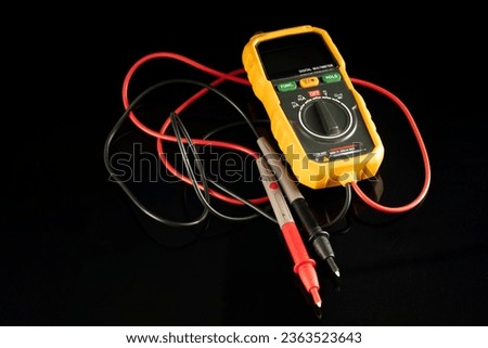 A digital multimeter device used to measure electrical values as voltage (volts), current (amps) and resistance (ohms)