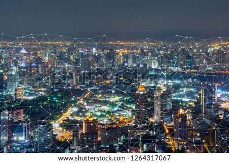 Similar – Foto Bild Die Skyline von Rio de Janeiro bei Nacht. Vom Aussichtspunkt des Zuckerhuts aus.