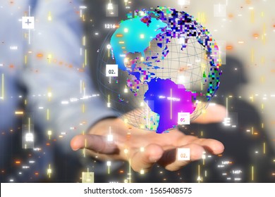 Digital Network and data concept world