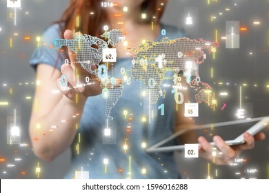 Digital Network and data concept world