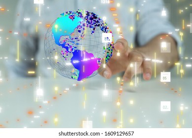 Digital Network and data concept world