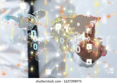 Digital Network and data concept world