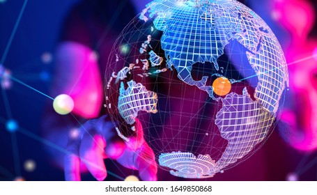 Digital Network and data concept world