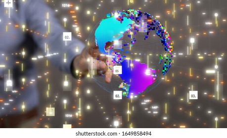 Digital Network and data concept world