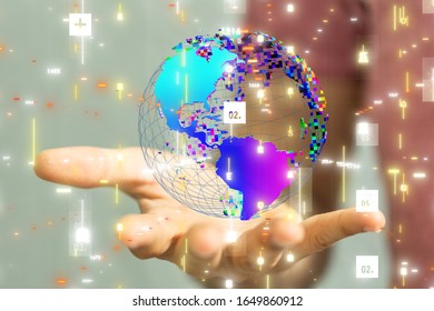 Digital Network and data concept world