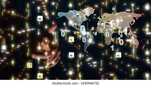 Digital Network and data concept world