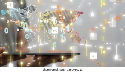 Digital Network and data concept world