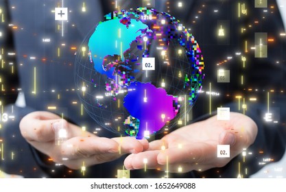 Digital Network and data concept world