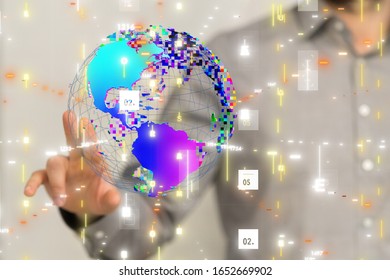Digital Network and data concept world