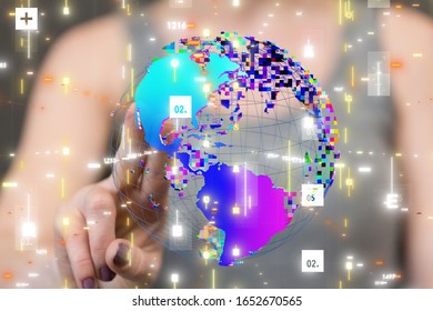 Digital Network and data concept world