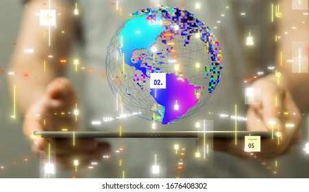 Digital Network and data concept world