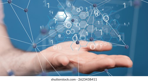 Digital Network Data Flow in Hand