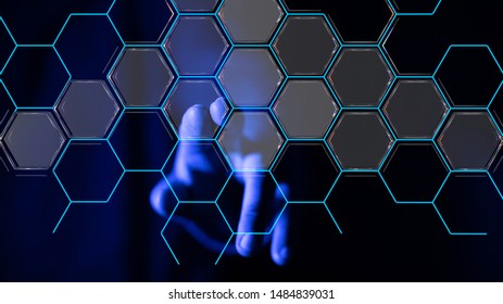 digital network in hand tech 