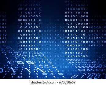 digital numbers background. blue binary image. computer technology background