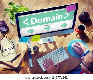 Digital Online Domain Internet Web Hosting Working Concept - Shutterstock ID 243776242