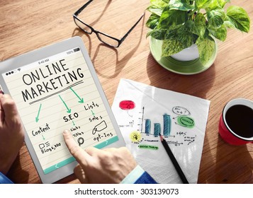 Digital Online Marketing Office Working Concept