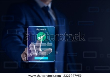 Digital online payment concept. Business people using mobile smart phone, online payment, banking, online shopping. Technology online banking applications via internet network. financial transaction.