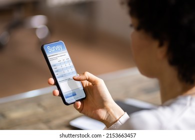 Digital Online Research Survey Form On Mobile Phone Screen