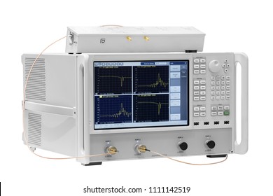 Digital oscillograph isolated on white background, power analyzer 3 phaze