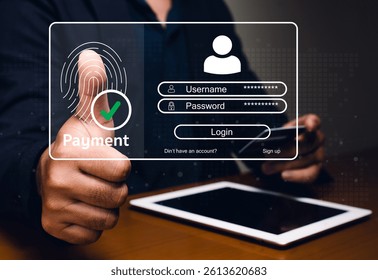 Digital payment process secure login online transactions user authentication technology close-up modern solutions