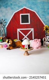 Digital Photo Backdrop Red Barn Animal Farm