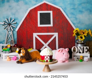 Digital Photo Backdrop Red Barn Animal Farm