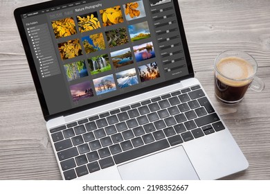 Digital photo files library on laptop computer