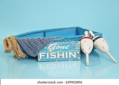 Digital Photography Background Of Blue Fishing Boat Prop Isolated On Blue