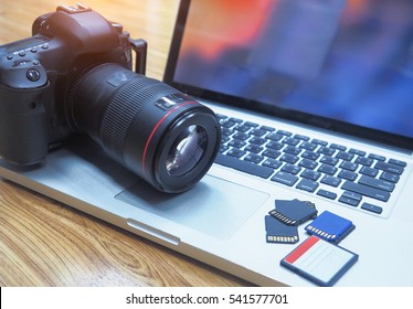 Digital Photography Workstation.Laptop Computer And Display.