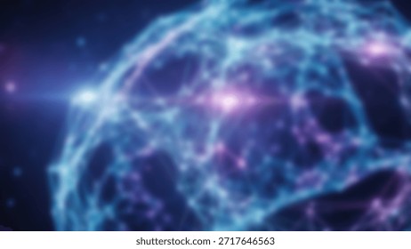 Digital Plexus Abstract Network with Blue  Purple Data Web with Lights.