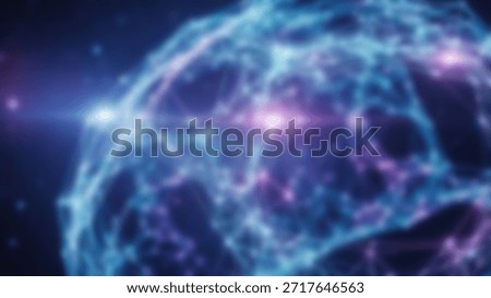 Digital Plexus Abstract Network with Blue  Purple Data Web with Lights.