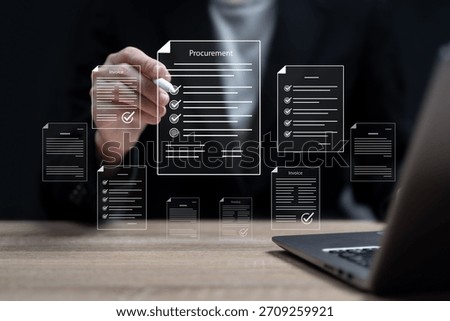 Digital Procurement, Invoice Approval Workflow System, Businesswoman Managing Purchase Documents, Contract Signing, Billing Records, Supplier Collaboration, Efficient, Accurate Supply Chain Operations