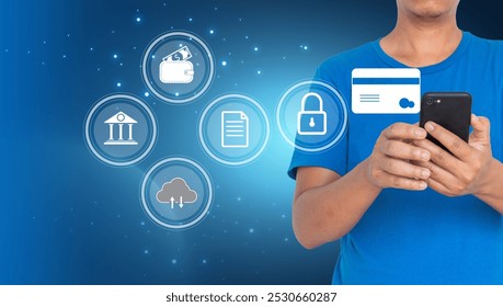 A digital representation of safe and secure online payment processes, featuring encrypted data transfer, user authentication - Powered by Shutterstock