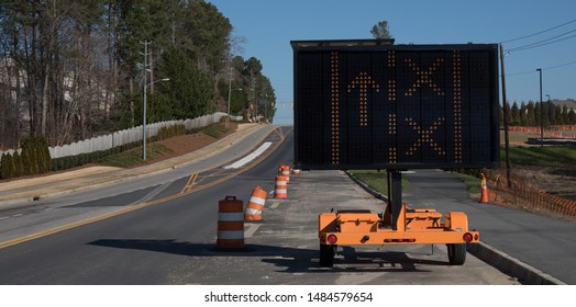 Digital Right Lane Closed Sign