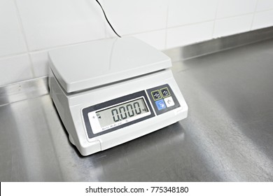 Digital scales in a restaurant kitchen