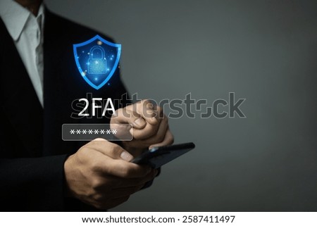 Digital security concept with 2FA authentication, mobile verification, cyber defense, encrypted access, online fraud prevention, and data breach protection for businesses and individuals.