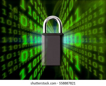 Digital security concept with binary code and lock