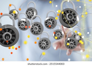 Digital Security Concept with Combination Locks