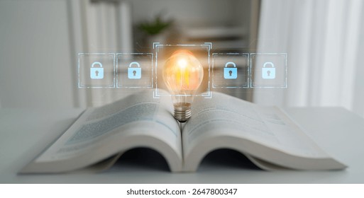 Digital security concept illustrating a cybersecurity breach, with a red unlocked padlock indicating data exposure among secure systems, emphasizing system vulnerability and risk Latch