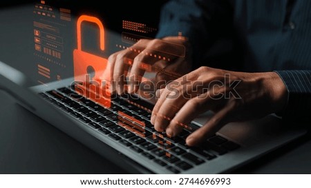 Digital security concept illustrating a cybersecurity breach, with a red unlocked padlock indicating data exposure among secure systems, emphasizing system vulnerability and risk Marrow