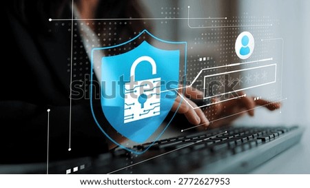 Digital security concept with a padlock symbolizing data protection and online privacy, featuring a user typing on a keyboard for cybersecurity awareness Gluon.
