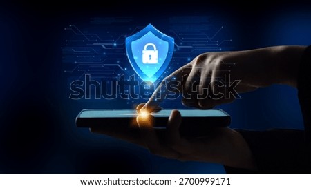 Digital security shield providing network protection and data privacy. This represents a firewall or antivirus system safeguarding against cyber threats, ensuring total safety. Parse