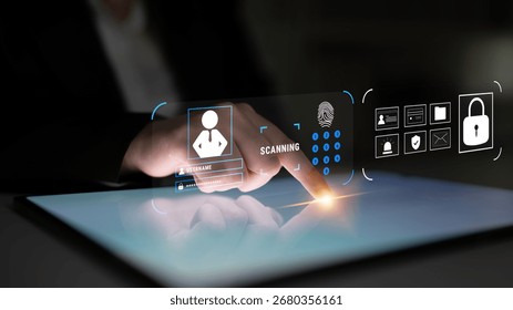 A digital security system for user authentication and access control. A concept of data protection using passwords, biometrics, and secure login. Motif